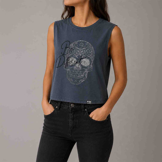 Top Crop Sin Mangas Midnight Skull
